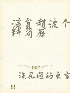 演员赵波个人资料简历