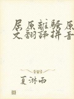 屈原离骚原文全文翻译拼音封面