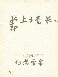 肺上3毫米小结节封面