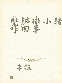 双肺微小结节是咋回事