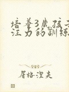 培养3岁孩子专注力的训练方法