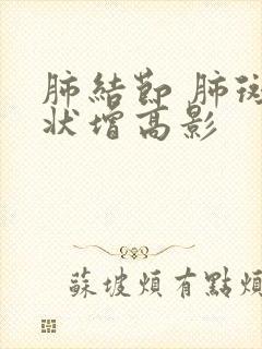 肺结节 肺斑点状增高影