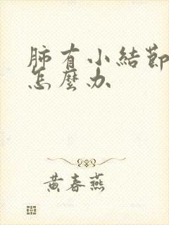 肺有小结节影是怎么办