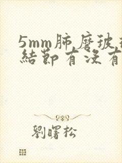 5mm肺磨玻璃结节有没有可能消失