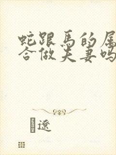 蛇跟马的属相适合做夫妻吗