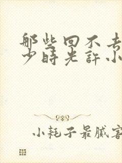 那些回不去的年少时光许小波