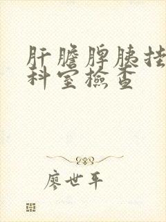 肝胆脾胰挂什么科室检查封面