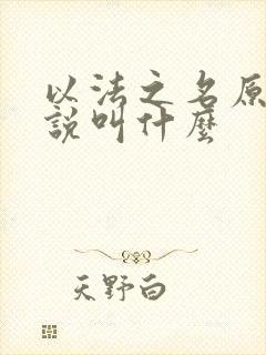 以法之名原著小说叫什么