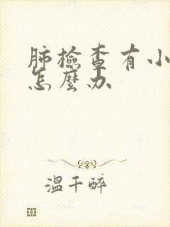 肺检查有小结节怎么办