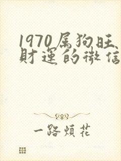 1970属狗旺财运的微信名