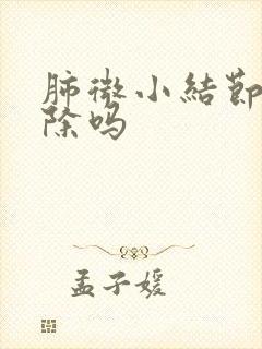 肺微小结节会消除吗