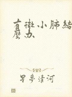 有微小肺结节怎么办