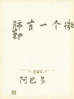 肺有一个微小结节