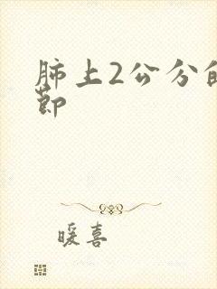 肺上2公分的结节