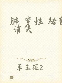 肺 实性 结节 消失