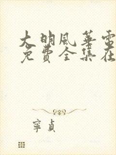 大明风华电视剧免费全集在线观看封面