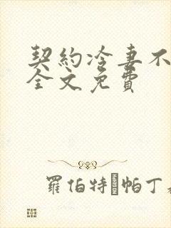 契约冷妻不好惹全文免费