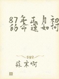 87年正月初四的命运如何封面
