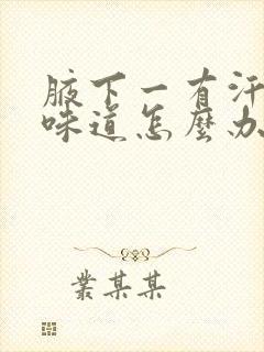 腋下一有汗就有味道怎么办