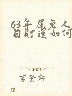 63年属兔人今日财运如何