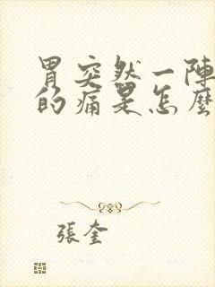 胃突然一阵一阵的痛是怎么办封面