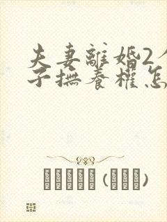 夫妻离婚2个孩子抚养权怎么判定