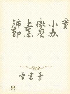 肺上微小实性结节怎么办