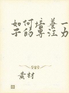 如何培养一个孩子的专注力封面