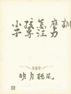 小孩怎么训练孩子专注力