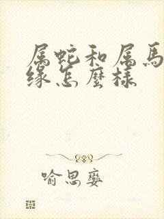 属蛇和属马的姻缘怎么样