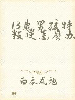 13岁男孩特别叛逆怎么办