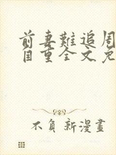 前妻难追周少请自重全文免费阅读封面