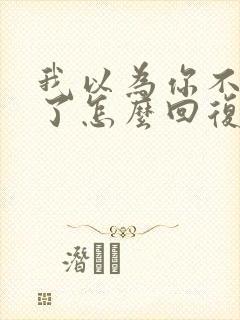 我以为你不理我了怎么回复封面