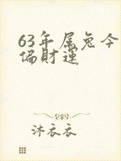 63年属兔今天偏财运