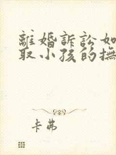 离婚诉讼如何争取小孩的抚养权封面