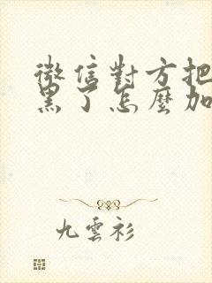 微信对方把我拉黑了怎么加回来