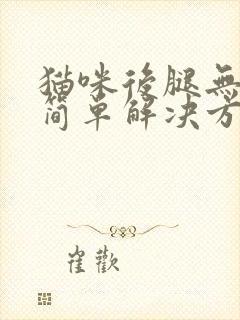 猫咪后腿无力最简单解决方法