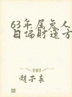 63年属兔人今日偏财运方位
