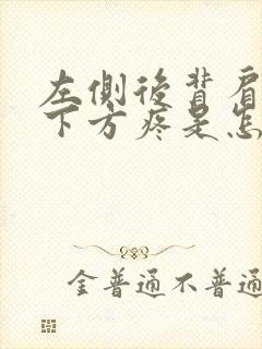 左侧后背肩胛骨下方疼是怎么回事封面