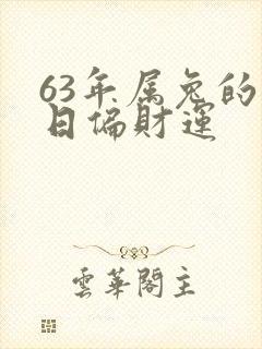 63年属兔的今日偏财运