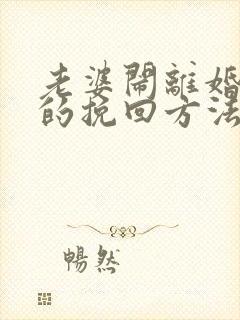 老婆闹离婚最好的挽回方法