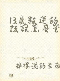 13岁叛逆的男孩该怎么管教