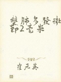 双肺多发微小结节2毫米