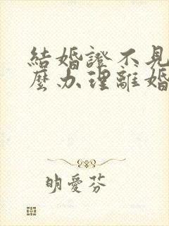 结婚证不见了怎么办理离婚手续封面