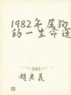 1982年属狗的一生命运如何