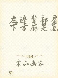 左边背部肩胛骨下方麻是怎么回事封面