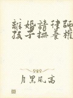 离婚请律师争取孩子抚养权