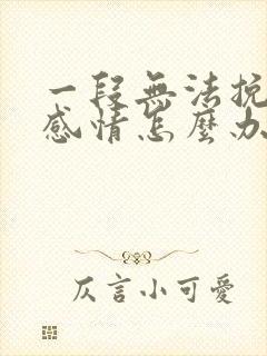 一段无法挽回的感情怎么办