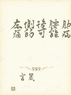 左侧后腰肋下疼痛的可能病因封面