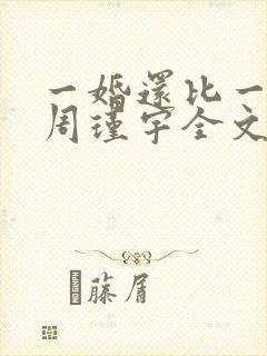 一婚还比一婚高周瑾宇全文免费阅读